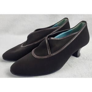 Thierry Robotin Oxford Fabric Stretch Italian Leather Slip On Pumps | EU 35 US 5